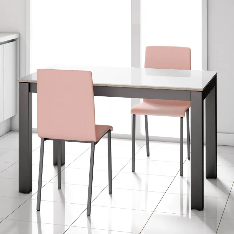 Kyoto Table moderne rectangulaire en verre et métal