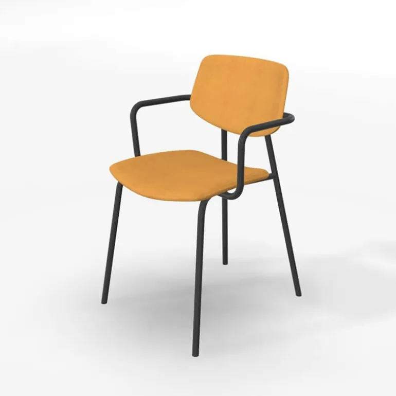 Lago Chaise avec accoudoirs rétro et revêtement en tissu