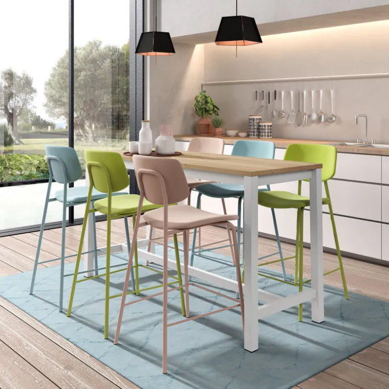 Lago Tabouret snack vintage rembourré en simili fabriqué en Belgique