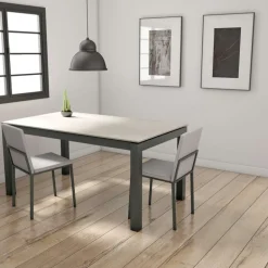 Lakera Table en Dekton rectangulaire extensible avec pieds en métal