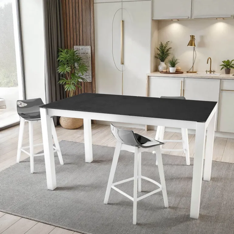 Lakera Table snack en Dekton rectangulaire extensible avec pieds en métal
