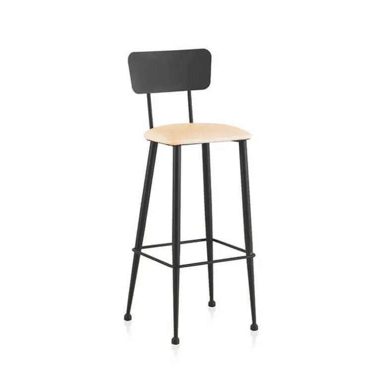 Lanuza Tabouret haut pour cuisine en métal et assise rembourrée