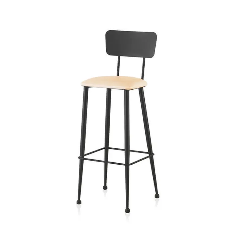 Lanuza Tabouret haut pour cuisine en métal et assise rembourrée