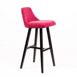 Lars diamant Tabouret de bar en tissu dos matelassé pieds bois