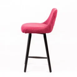 Lars diamant Tabouret snack matelassé en tissu et pieds en bois