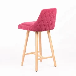 Lars diamant Tabouret snack matelassé en tissu et pieds en bois