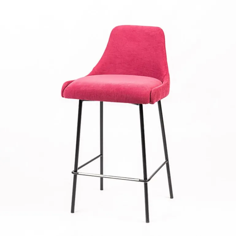 Lars diamant Tabouret snack en tissu dossier matelassé pieds en métal