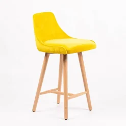 Lars line Tabouret snack tissu dossier matelassé pieds bois