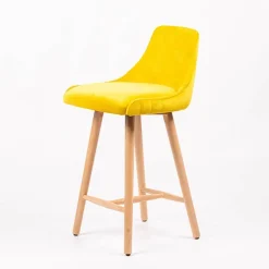 Lars line Tabouret snack tissu dossier matelassé pieds bois