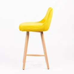 Lars line Tabouret snack tissu dossier matelassé pieds bois