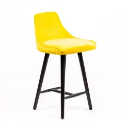 Lars line Tabouret snack tissu dossier matelassé pieds bois