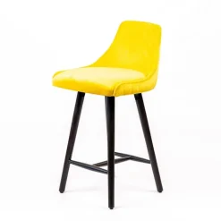 Lars line Tabouret snack tissu dossier matelassé pieds bois