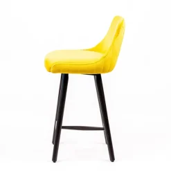 Lars line Tabouret snack tissu dossier matelassé pieds bois