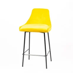 Lars line Tabouret snack dos matelassé en tissu et pieds métal