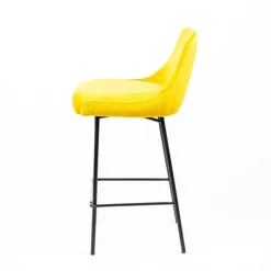 Lars line Tabouret snack dos matelassé en tissu et pieds métal