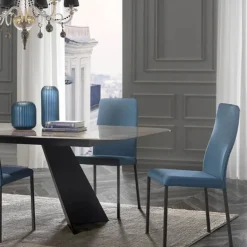 Laura Chaise de salle à manger italienne en tissu bicolore