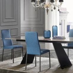 Laura Chaise de salle à manger italienne en tissu bicolore