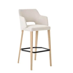 Lena Mobitec ® Tabouret de bar en tissu avec accoudoirs et pieds en bois