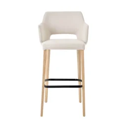 Lena Mobitec ® Tabouret de bar en tissu avec accoudoirs et pieds en bois