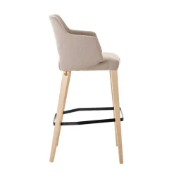 Lena Mobitec ® Tabouret de bar en tissu avec accoudoirs et pieds en bois