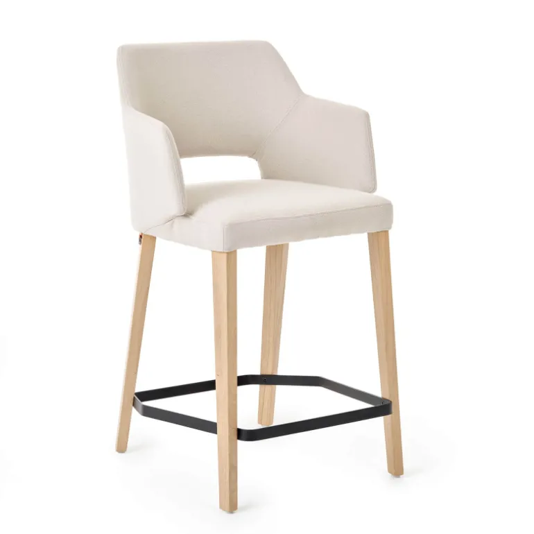 Lena Mobitec ® Tabouret snack en tissu avec accoudoirs et pieds en bois