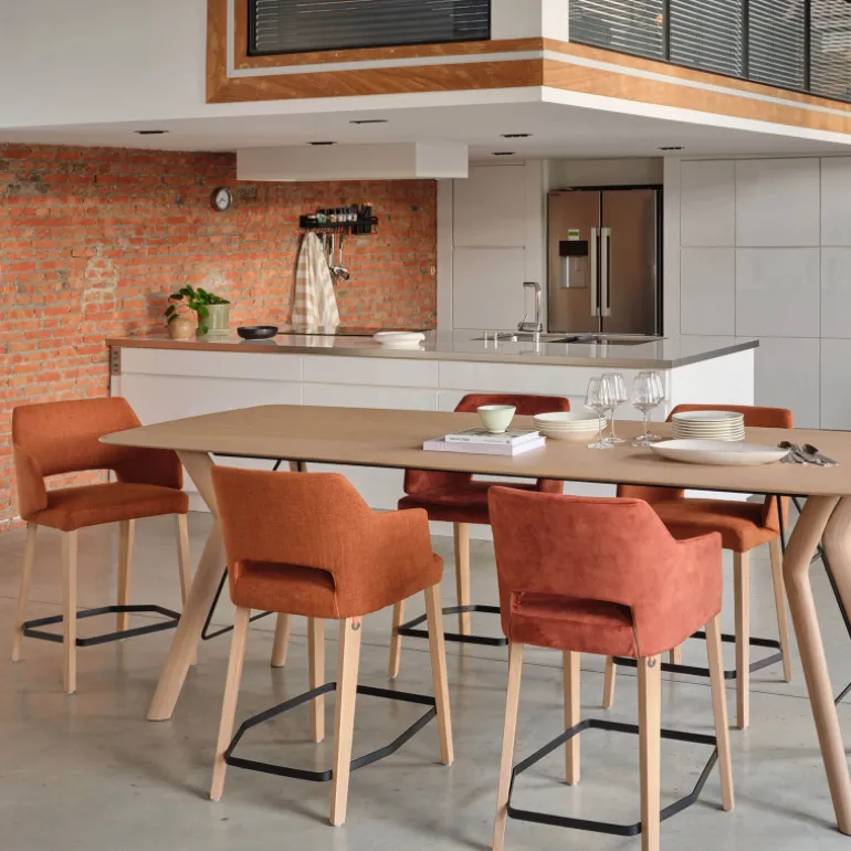 Lena Mobitec ® Tabouret snack en tissu avec accoudoirs et pieds en bois