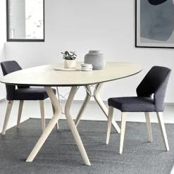 Lena Mobitec® Chaise ajourée en tissu et pieds bois style moderne