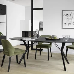 Lena Mobitec® Chaise ajourée en tissu et pieds bois style moderne