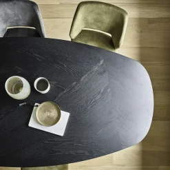 Lena Mobitec® Chaise ajourée en tissu et pieds bois style moderne