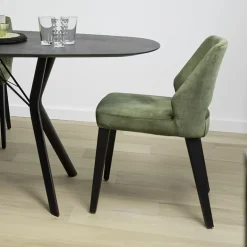 Lena Mobitec® Chaise ajourée en tissu et pieds bois style moderne