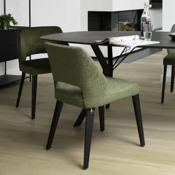 Lena Mobitec® Chaise ajourée en tissu et pieds bois style moderne