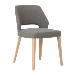 Lena Mobitec® Chaise ajourée en tissu et pieds bois style moderne