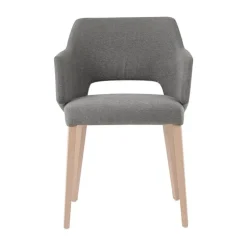 Lena Mobitec® Fauteuil scandinave bois et tissu avec dossier ajouré