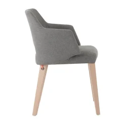 Lena Mobitec® Fauteuil scandinave bois et tissu avec dossier ajouré