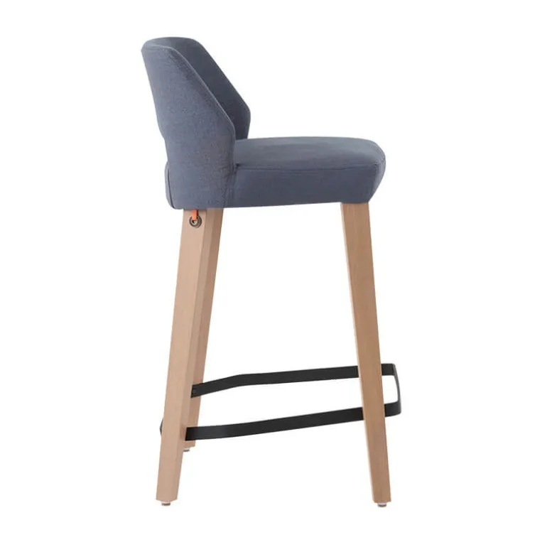 Lena Mobitec® Tabouret snack scandinave en tissu et bois avec dossier ajouré