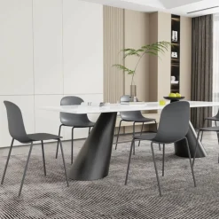 LilyChaise coque moderne empilable en polypropylène avec pieds en métal