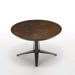 Link Midj® Table design ronde extensible en céramique pied central en métal