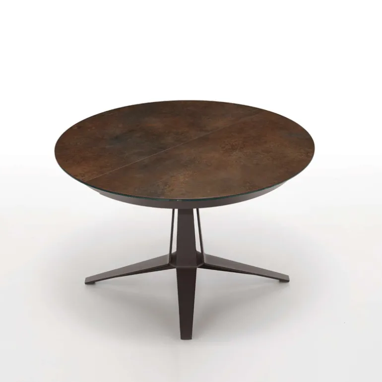 Link Midj® Table design ronde extensible en céramique pied central en métal