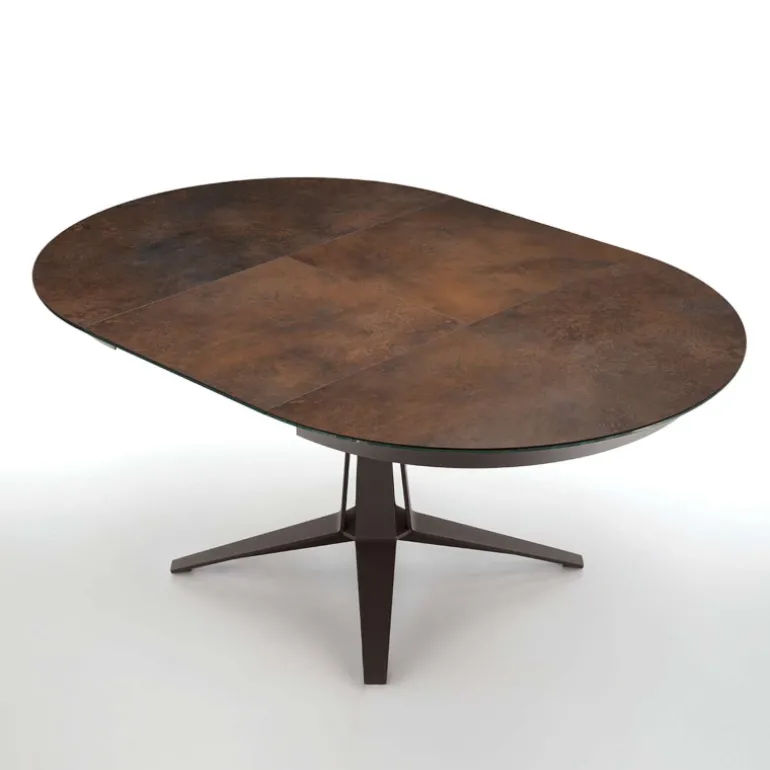 Link Midj® Table design ronde extensible en céramique pied central en métal