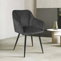 LisonFauteuil cosy en tissu avec pieds en métal