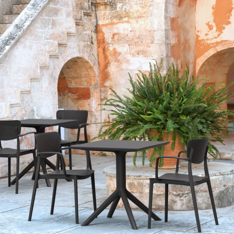 Loft Chaise de jardin micro perforée avec accoudoirs