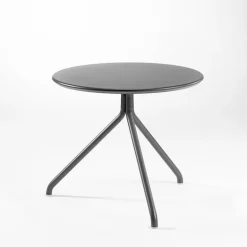 LOL Table d'appoint de jardin ronde italienne en métal plateau composite