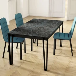 London Table design en Dekton avec pieds épingle en métal