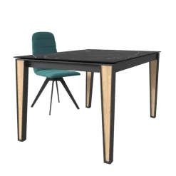 London Table en Dekton avec pieds métal et bois