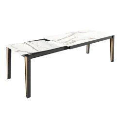London Table en Dekton extensible avec pieds en métal et bois