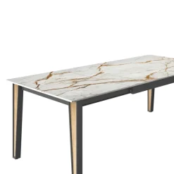 London Table en Dekton extensible avec pieds en métal et bois