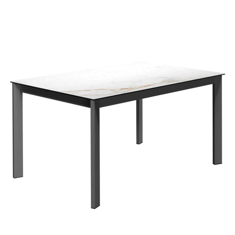 Lotus Table contemporaine en céramique avec pieds en métal