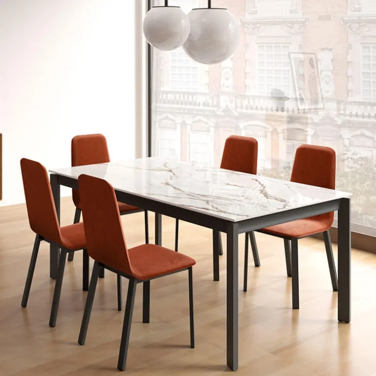 Lotus Table extensible en Dekton avec pieds en métal