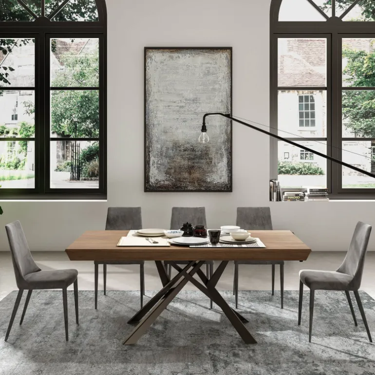 Lungo largo Table design italienne extensible avec pied mikado