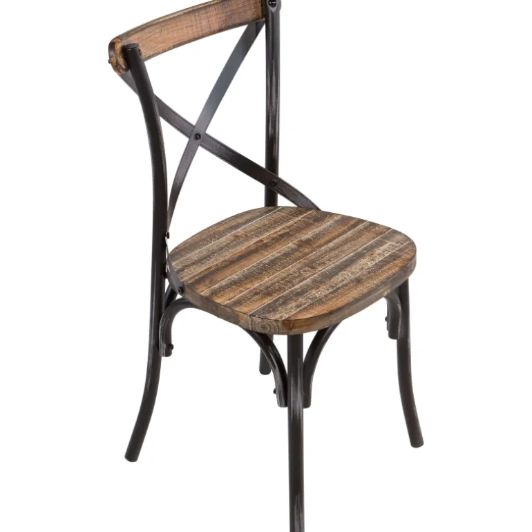 MadieChaise bistrot vintage en bois et métal noir patiné